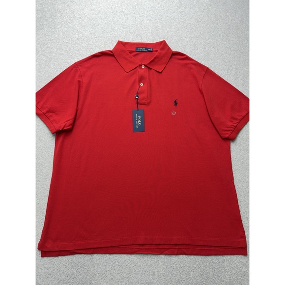 Polo Ralph Lauren Polo Shirt Mens 2XB Red Mesh Big & Tall NWT Embroidered Pony - Picture 1 of 10